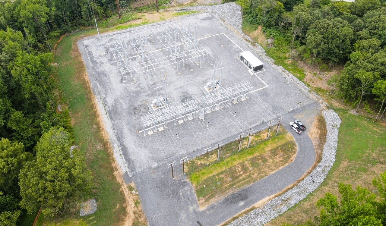 Pictured is an aerial view of the Snowden Park Substation.